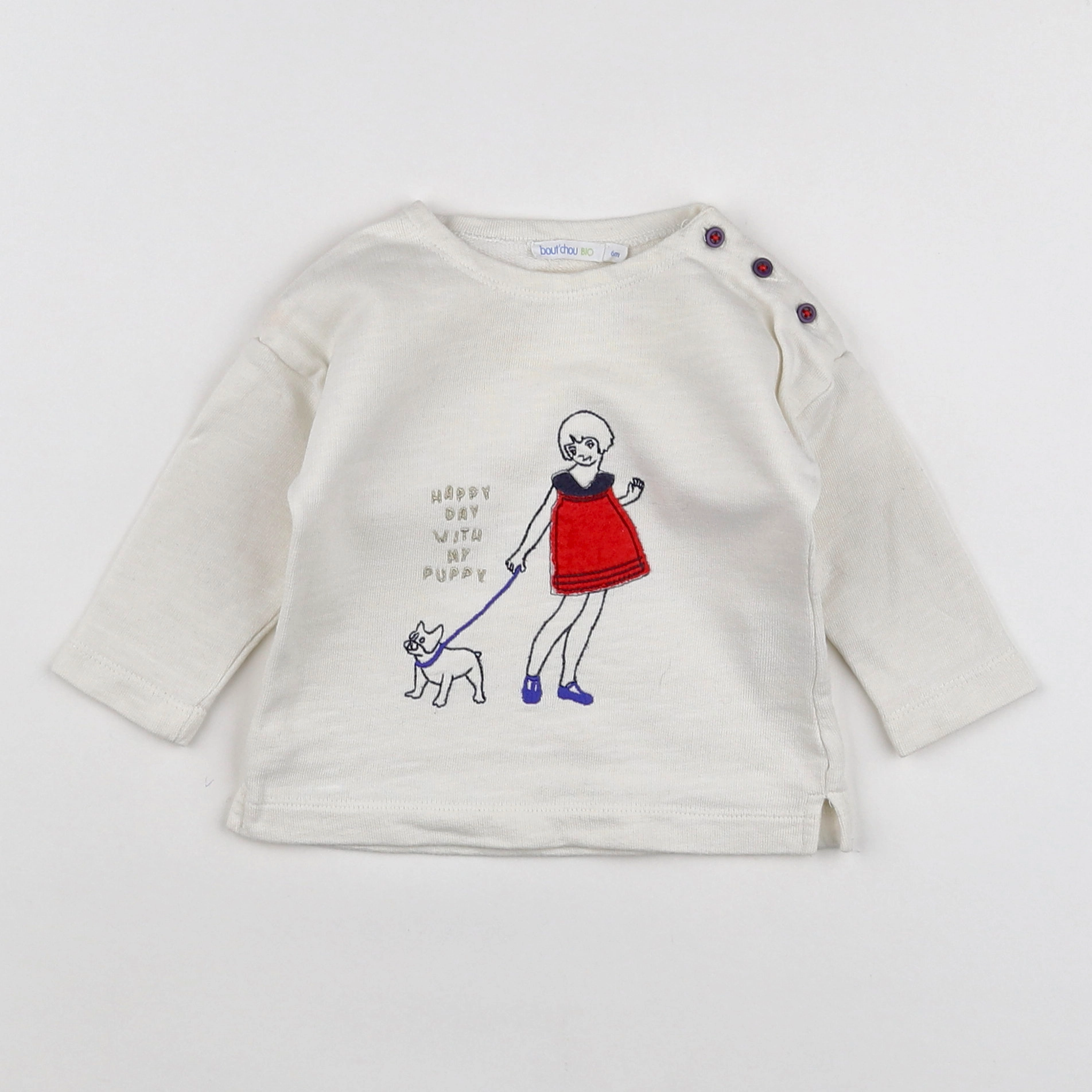 Boutchou - tee-shirt blanc - 6 mois