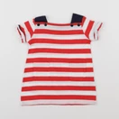 Petit Bateau - robe blanc, rouge - 3 mois