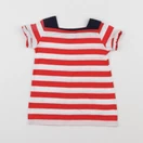 Petit Bateau - robe blanc, rouge - 3 mois