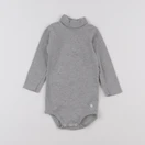 Petit Bateau - body à col gris - 12 mois