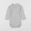 Petit Bateau - body à col gris - 6 mois