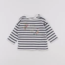 Vertbaudet - tee-shirt blanc, bleu - 3 mois