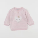 Vertbaudet - pull blanc, rose - 6 mois