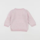 Vertbaudet - pull blanc, rose - 6 mois