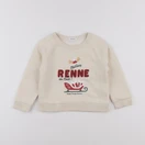 Vertbaudet - sweat beige, rouge - 3 ans