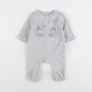 Vertbaudet - pyjama velours gris - 1 mois