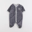 Petit Bateau - pyjama velours gris - 0 mois