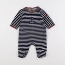 Jacadi - pyjama velours bleu, blanc - 3 mois