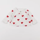 Petit Bateau - tee-shirt blanc, rouge - 12 mois