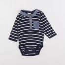 H&M - body à col bleu - 3/6 mois