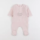 Vertbaudet - pyjama velours rose - 1 mois