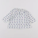 Boutchou - tee-shirt blanc, bleu - 3 mois