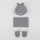 Vertbaudet - ensemble bonnet/moufles/tour de cou gris - 12/18 mois