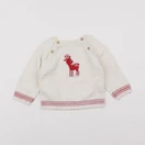 Boutchou - pull beige, rouge - 9 mois