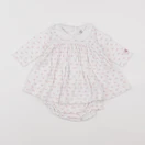 Petit Bateau - robe blanc, rose - 6 mois