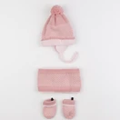 Vertbaudet - ensemble bonnet/moufles/tour de cou rose - 3/6 mois