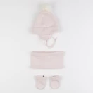 Vertbaudet - ensemble bonnet/moufles/tour de cou rose - 3/6 mois