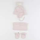 Vertbaudet - ensemble bonnet/moufles/tour de cou rose - 3/6 mois
