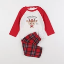 Vertbaudet - pyjama coton blanc, rouge - 12 mois