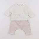 Vertbaudet - ensemble blanc, rose - 3 mois