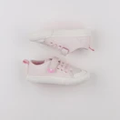 Vertbaudet - tennis à scratch/ lacets rose, argent - pointure 27