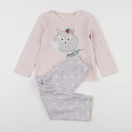 Vertbaudet - pyjama velours gris, rose - 4 ans