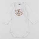 Petit Bateau - body blanc, rose - 6 mois