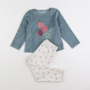 Vertbaudet - pyjama velours beige, bleu - 4 ans