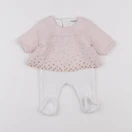 Vertbaudet - pyjama velours blanc, rose - 0 mois