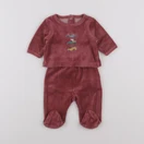 Vertbaudet - pyjama velours rouge - 0 mois