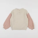 Vertbaudet - pull beige, rose - 5 ans