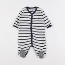 Petit Bateau - pyjama coton blanc, bleu - 1 mois