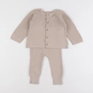 Vertbaudet - ensemble beige - 12 mois