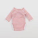 Petit Bateau - body rouge, blanc - 0 mois