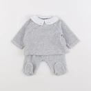 Jacadi - pyjama velours gris - 1 mois