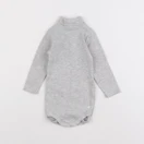 Petit Bateau - body à col gris - 6 mois