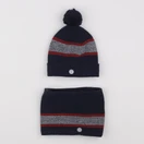 Okaidi - ensemble bonnet/tour de cou bleu - 3/4 ans
