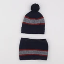 Okaidi - ensemble bonnet/tour de cou bleu - 3/4 ans