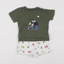 Boutchou - ensemble blanc, vert - 9 mois