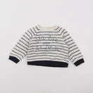 Boutchou - sweat blanc, bleu - 9 mois