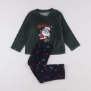 Vertbaudet - pyjama velours bleu, vert - 3 ans