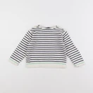 Cyrillus - pull blanc, bleu - 18 mois