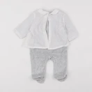 Vertbaudet - pyjama velours gris, blanc - 1 mois