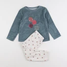 Vertbaudet - pyjama velours bleu, blanc - 4 ans