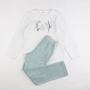 Vertbaudet - pyjama velours blanc, vert - 12 ans