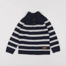Vertbaudet - pull bleu, blanc - 4 ans
