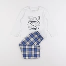 Vertbaudet - pyjama coton blanc, bleu - 2 ans