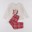 Vertbaudet - pyjama coton beige, rouge - 3 ans