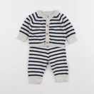 Petit Bateau - ensemble beige, bleu - 1 mois