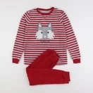 Okaidi - pyjama velours gris, rouge - 10 ans